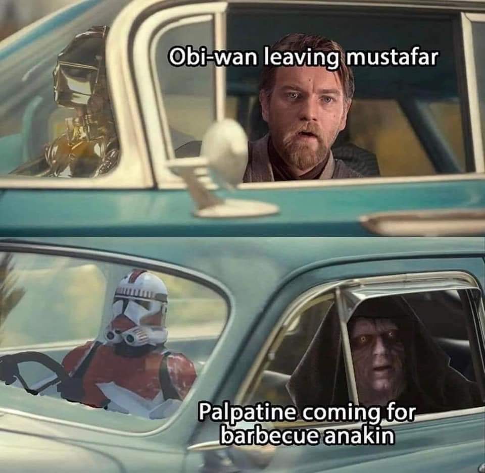 This meme is a humorous image featuring a split-screen comparison between two characters from the Star Wars franchise. On the left, Anakin Skywalker (also known as Darth Vader) is depicted, and on the right, Obi-Wan Kenobi is shown. The text at the top reads "Obi-Wan: I have a bad feeling about this" and at the bottom, "Lando: I've got a bad feeling about this" is written.